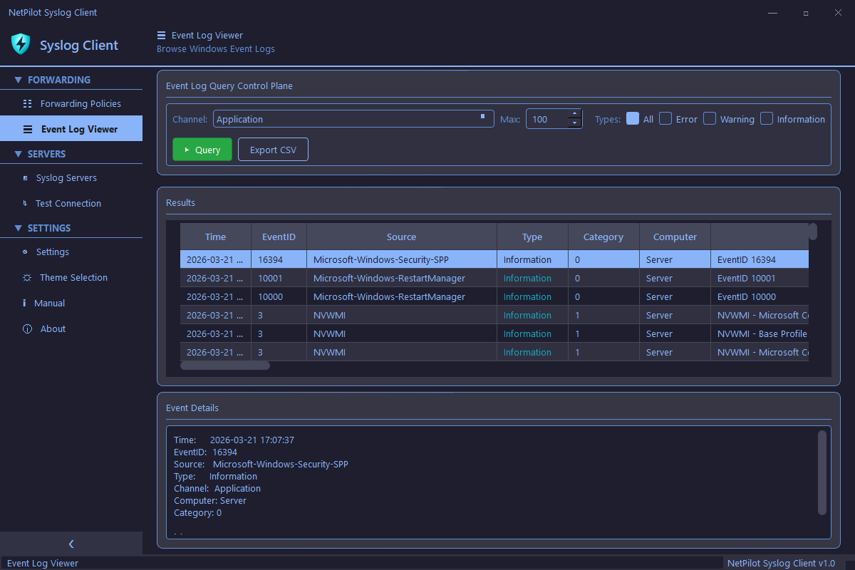 Event Log Viewer view 3